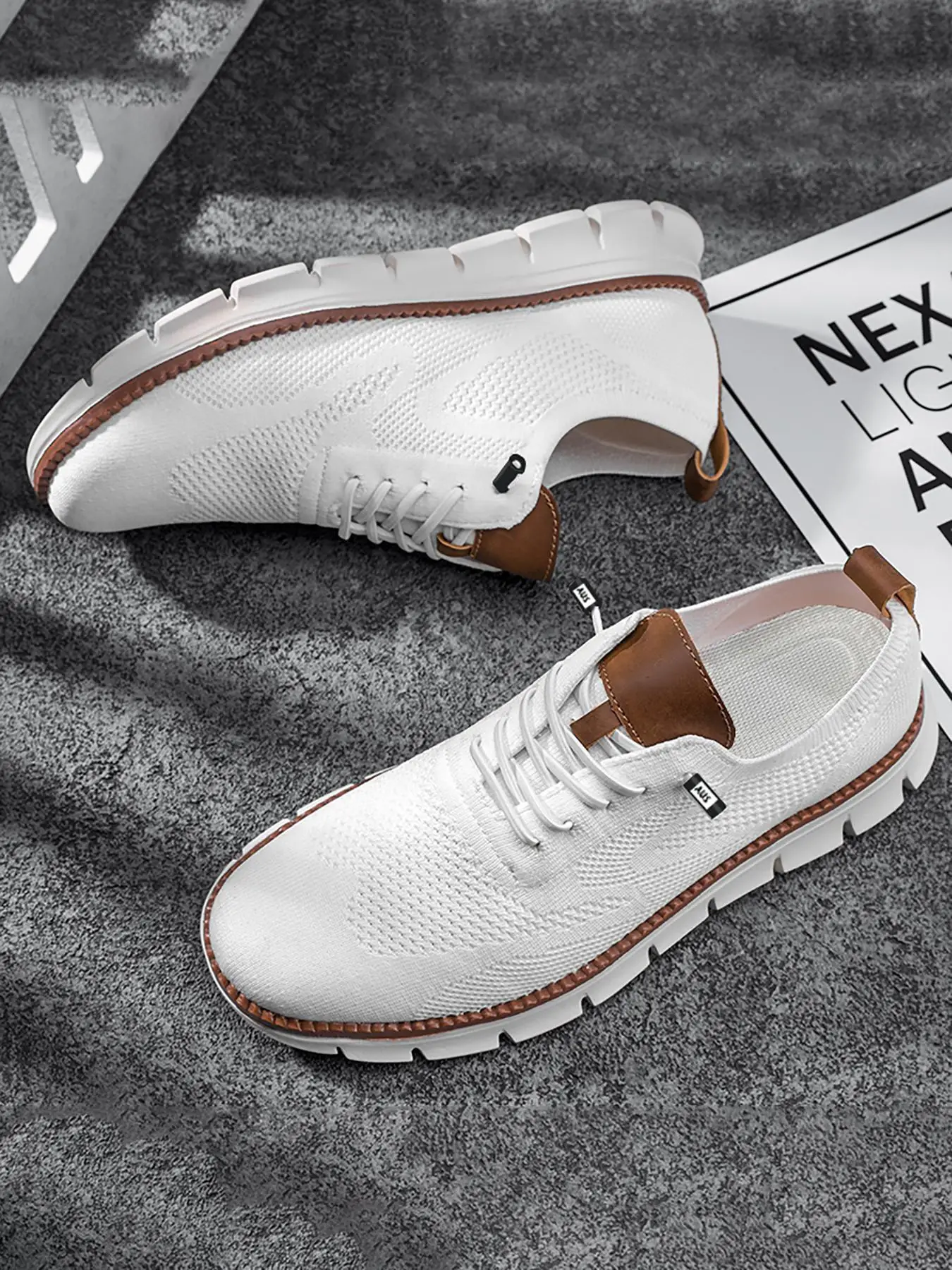 Men's Business Casual Lace Up Low Top Sneakers, Knit Running Training Shoes for Men, Fall Style Breathable Comfortable Durable Sports Running Casual S