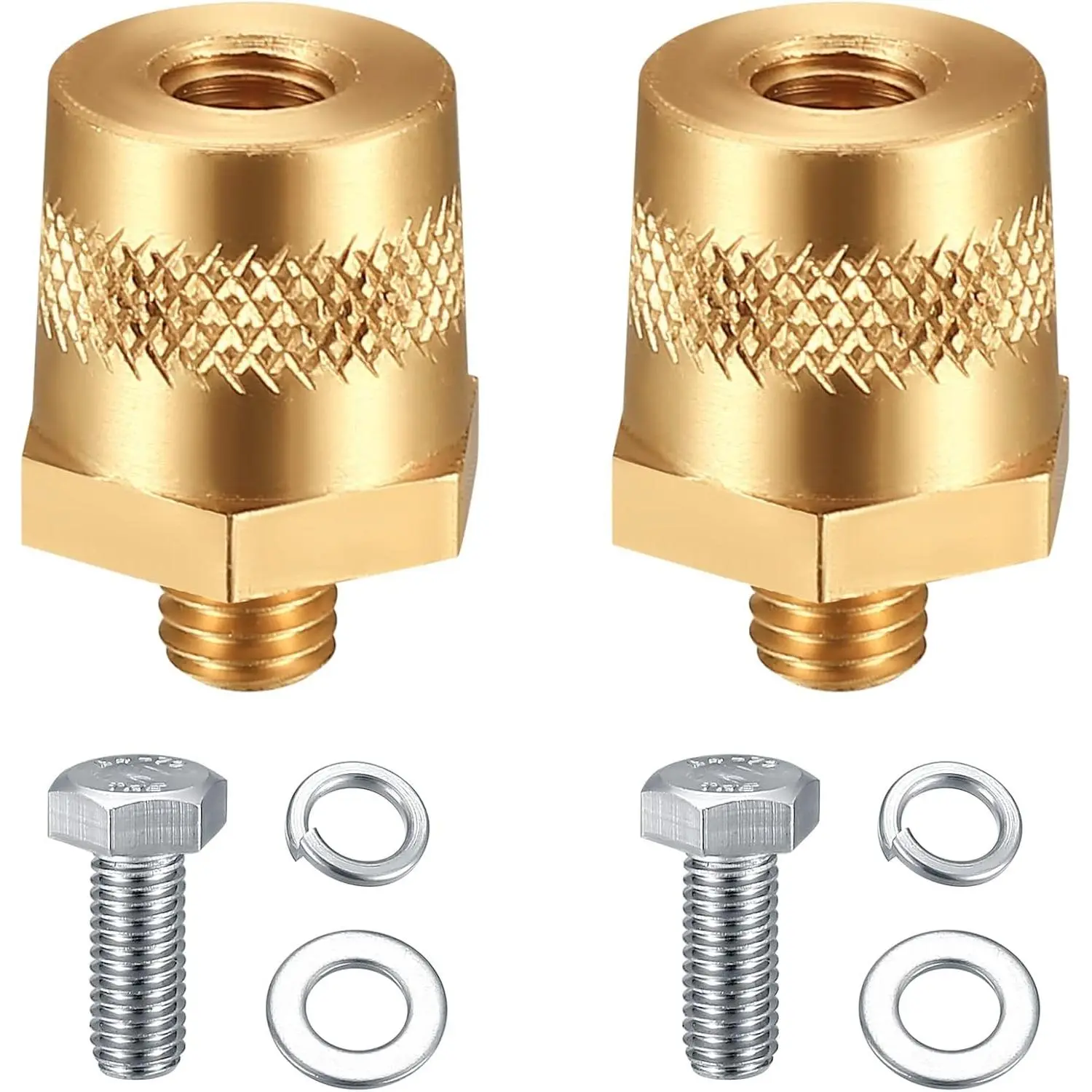 2 Packs Battery Terminal Connectors Set, Auto Battery Post Terminals Post Adapters, for M8 Top or Side Post Threaded Terminal Charging Post Extender Adaptor Conversion Nuts Screws