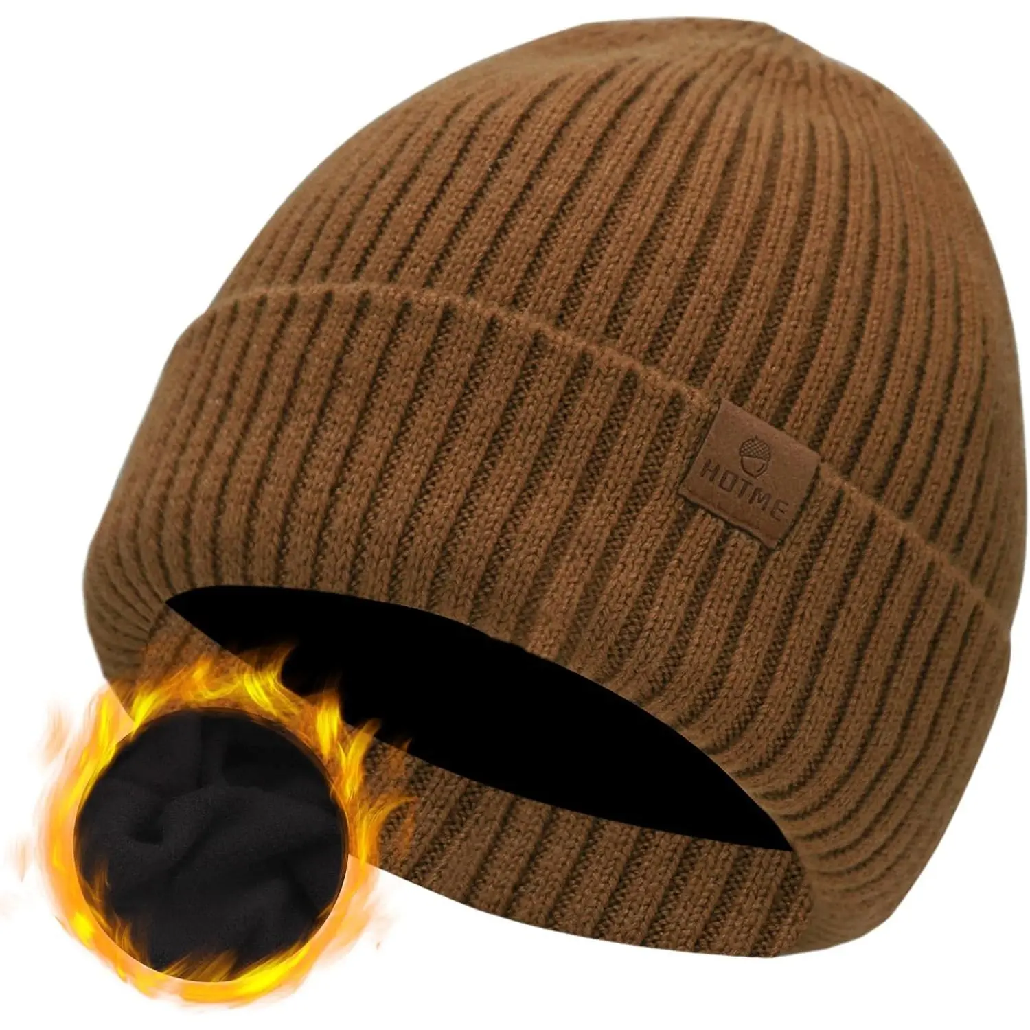 Merino Wool Beanie Hat for Men Women, Thick Warm Fleece Lined Knit Winter Hats Cuffed Beanie Stocking Hat Ski Skull Cap