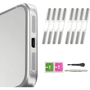 for iPhone 17 Pro Max Speaker dust Cover Anti Dust Proof - 8PCS, (Slivery, iPhone 17 Pro Max)
