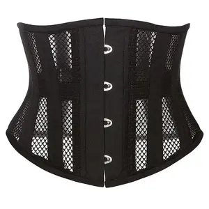 Women's Underbust Corset Steel Boned Short Torso Bustier Breathable Mesh Tummy Control Shapewear Waist Cincher Waspie Corset