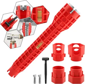 14-in-1 Multi-functional Wrench Faucet Sink Installer Tool for Toilets and Kitchens - Red Plumbers Wrench