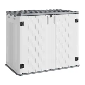 Outdoor Resin Storage Cabinet, 34 Cu ft Outdoor Storage Box Waterproof, Outdoor Storage Cabinet for Patio Tools, Sofa Cushion, Lawn Mower and Garbage Cans