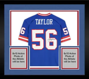 Framed Lawrence Taylor New York Giants Autographed Mitchell & Ness Blue Replica Jersey - Fanatics Authentic Certified