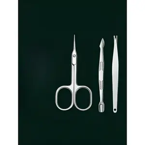 3-Piece Silver Stainless Steel Dead Skin Clipper Set, Paired with Portable Leather Storage Bag, Professional Keratin Trimming, Essential Tool for Nail Care