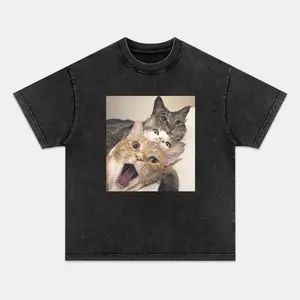 CUTE KITTIES T-shirt, Unisex Vintage Crew Neck Regular Fit Cotton Fabric Casual Comfort Breathable Short Sleeve Funny T-shirts Fashion Men&Women's Top for Streetwear 030501