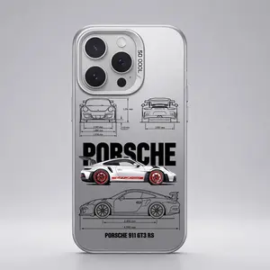Porsche 911 GT3 RS pattern Aesthetic Pattern IMD Casing For iphone 17 16 15 14 13 12 11 X XS PRO MAX SAMSUNG GALAXY S21 S22 S23 S24 S25 S26 FE ULTRA PLUS Gradient Hard TPU PET PC Black Silver Gift Shockproof Luxury Protector Phone Cases Cover