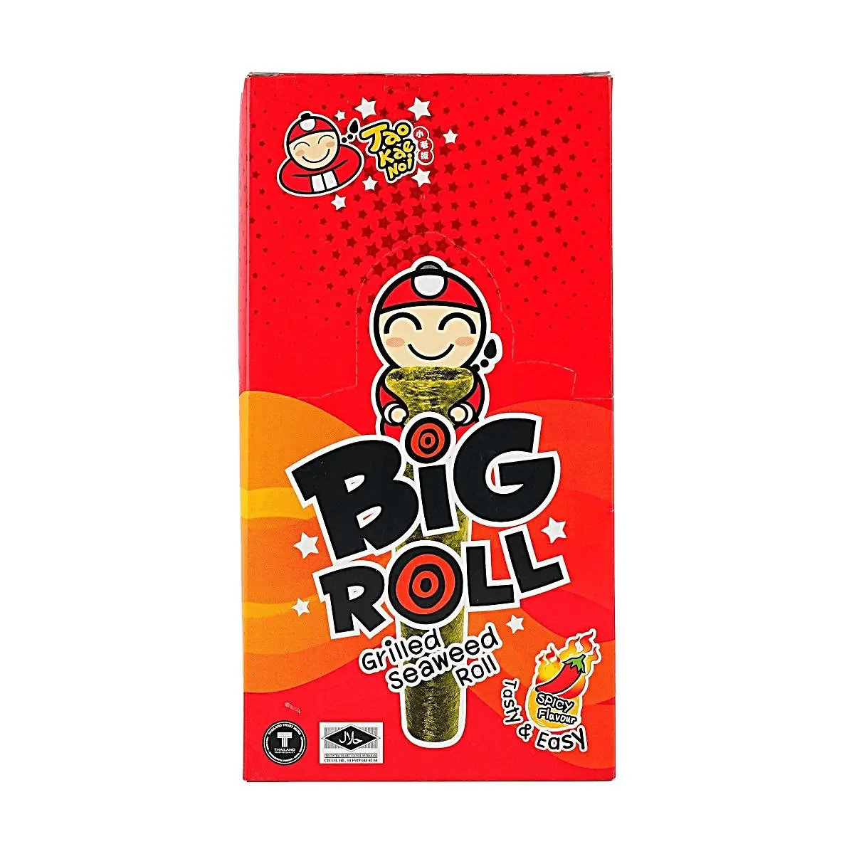 TAO KAE NOI Crispy Seaweed Snack Rolls - Spicy Flavor, 12 Rolls, 30g - Popular Thai Snack, Viral Food