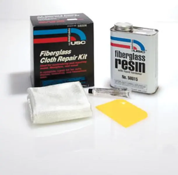 U.S. Chemical and Plastics 58005 Qt Fiberglass Repair Kit - Mat, Resin Included, 1.600 lbs Capacity, Illustrated Instructions for Off-Site Mobile Car Body Quick Fix, Marine Surface Repair