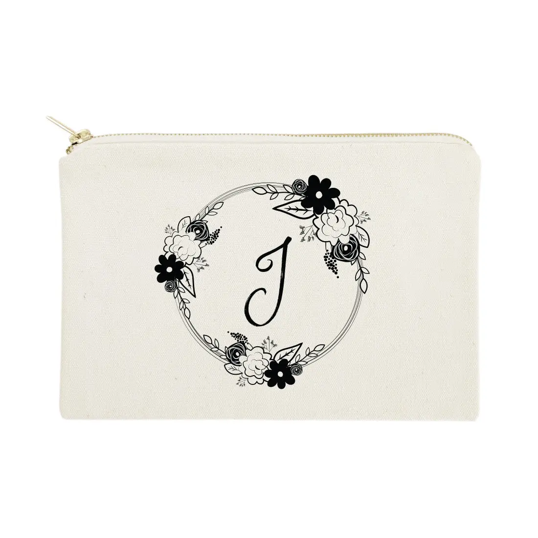 Personalized Monogram Floral Cosmetic Bag and Travel Make Up Pouch