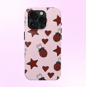 Red Ladybug Stars Hearts Phone Case Y2K Cute Bug Pattern Cool Girl Gift MagSafe Case Phone - Case iP 16 15 14 13 12 11 X