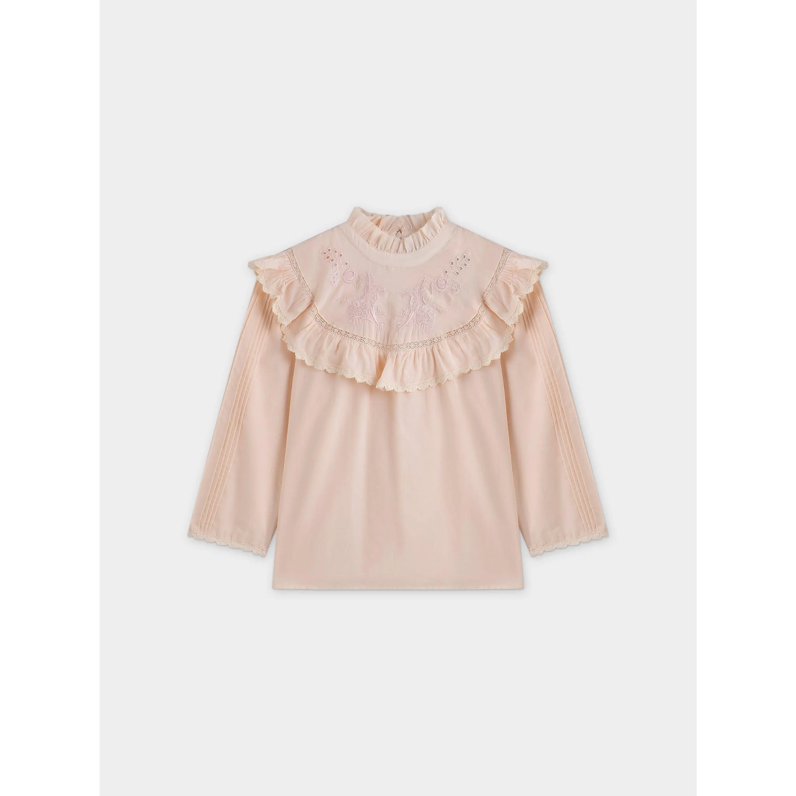 Eyelet Trimmed Blouse-Peach