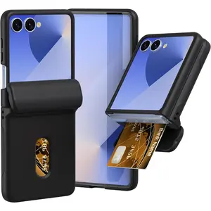 for Samsung Galaxy Z Flip 7 Case with Hinge Protection,Built-in Card Slot Design, Stylish Shockproof Rugged Full Body Protective Phone Case for Samsung Galaxy Z Flip 7 (Black)