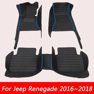 LHD PU Leather Car Floor Mats For Jeep Renegade 2016~2018 detachable specialized leather mats waterproof and thickened easy-to-clean mats Carpets Rug Foot Pads interior Accessories Dirt-proof protection for car interior items, not for sale in the UK