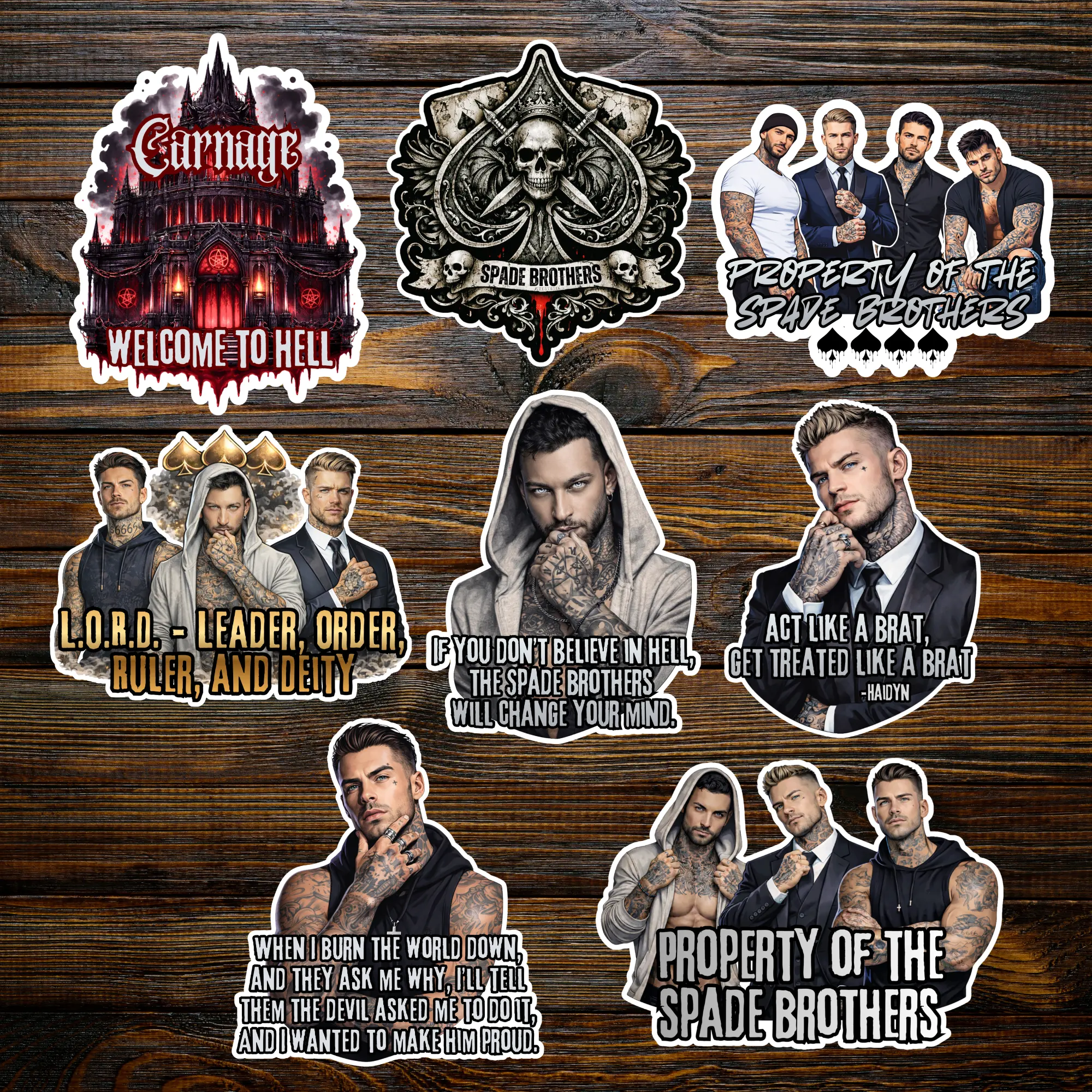 LORDS Series Stickers Bundle 3 | Spade Brothers Stickers | Saint Stickers | Carnage Stickers