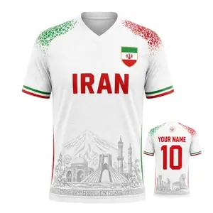 Personalized Iran 2026 Soccer Jersey for Men, Custom Name Number Football Jersey, White Red Green Iran Flag V-Neck Game Day Shirt, Persian Soccer Fan Sportswear, Great Gift for Players and Fans, Soccer Lover Outfit Idea