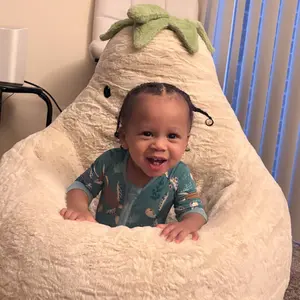 【Valentine's Day gift】Modern 24/31 Inch Bean Bag Chair for Padded Toddler Sofa with High Rebound Memory Foam Beige Purple Eggplant Design