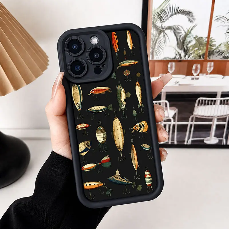 Vintage Fishing Lure Pattern Protective Phone Case by Mood In Case