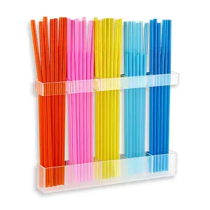 Acrylic Straw Holder for Cabinet Door with Double Sided Adhesive Tape, Storage Container for Organizing Tumbler Straws, Tall Drinking Straws Dispensers, Ultra Sticky Cupboard Door Mounted, Suitable for Use in Kitchens, Cabinets, and on Counters
