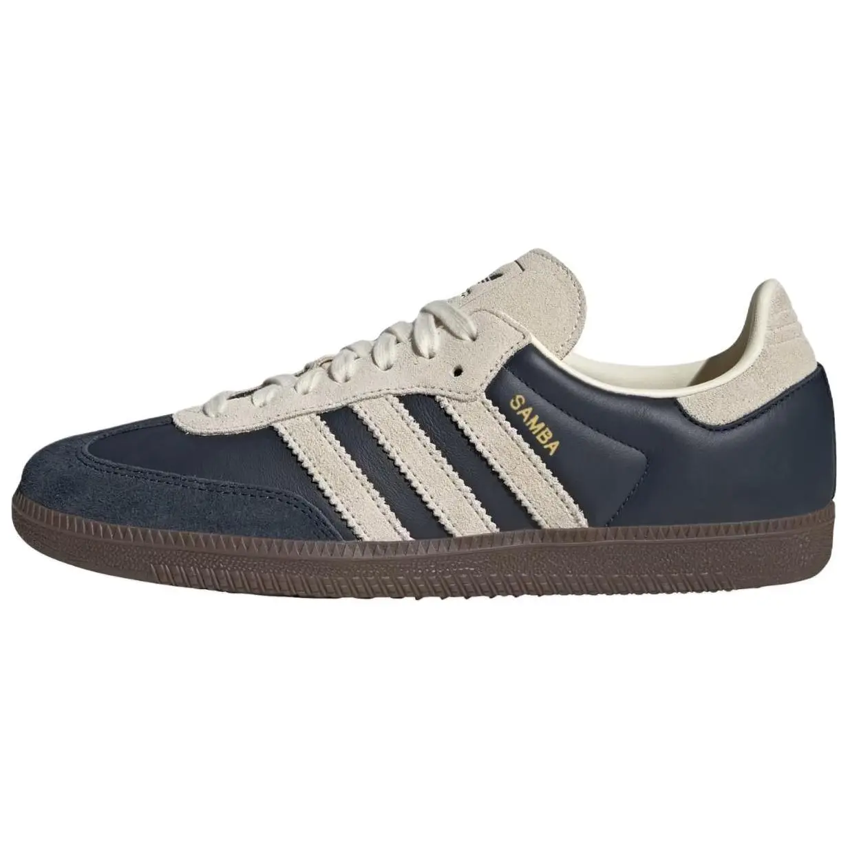 Adidas Originals SAMBA OG Unisex Low-Top Leather Trainer - Durable Rubber-Soled Footwear, Comfortable Thin Soles for Everyday Walking Shoes (Navy Blue)