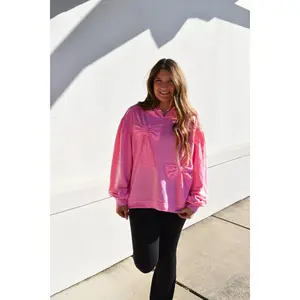 Oversized Hoodie W/ Accented Bows