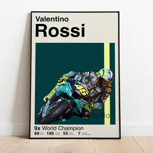Valentino Rossi Poster, Motogp Yamaha Minimalist, Motorsport Poster, MidCentury Modern Print, Sports Poster, Sports Bedroom Poster For Him 45755 366