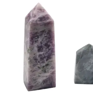 Lepidolite Tall Crystal Tower, Short Labradorite Crystal Tower, Dendritic Jasper Small Crystal Tower