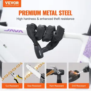VEVOR Bike Chain Lock, 5.91 Ft Combination Bicycle Chain Lock with 4 Keys, Heavy Duty Anti-Theft High Security Bike Locks, Perfect for Bike, Motorcycle, Scooter, Bicycle, Door, Fence or Gate, 10mm