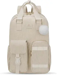 MATEIN Backpack for Teen Girls, 15.6 Inch Cute Corduroy Laptop Backpack Aesthetic College School Bookbag with Luggage Strap, TSA Lightweight Soft Kawaii Travel Backpacks for Women Nurse