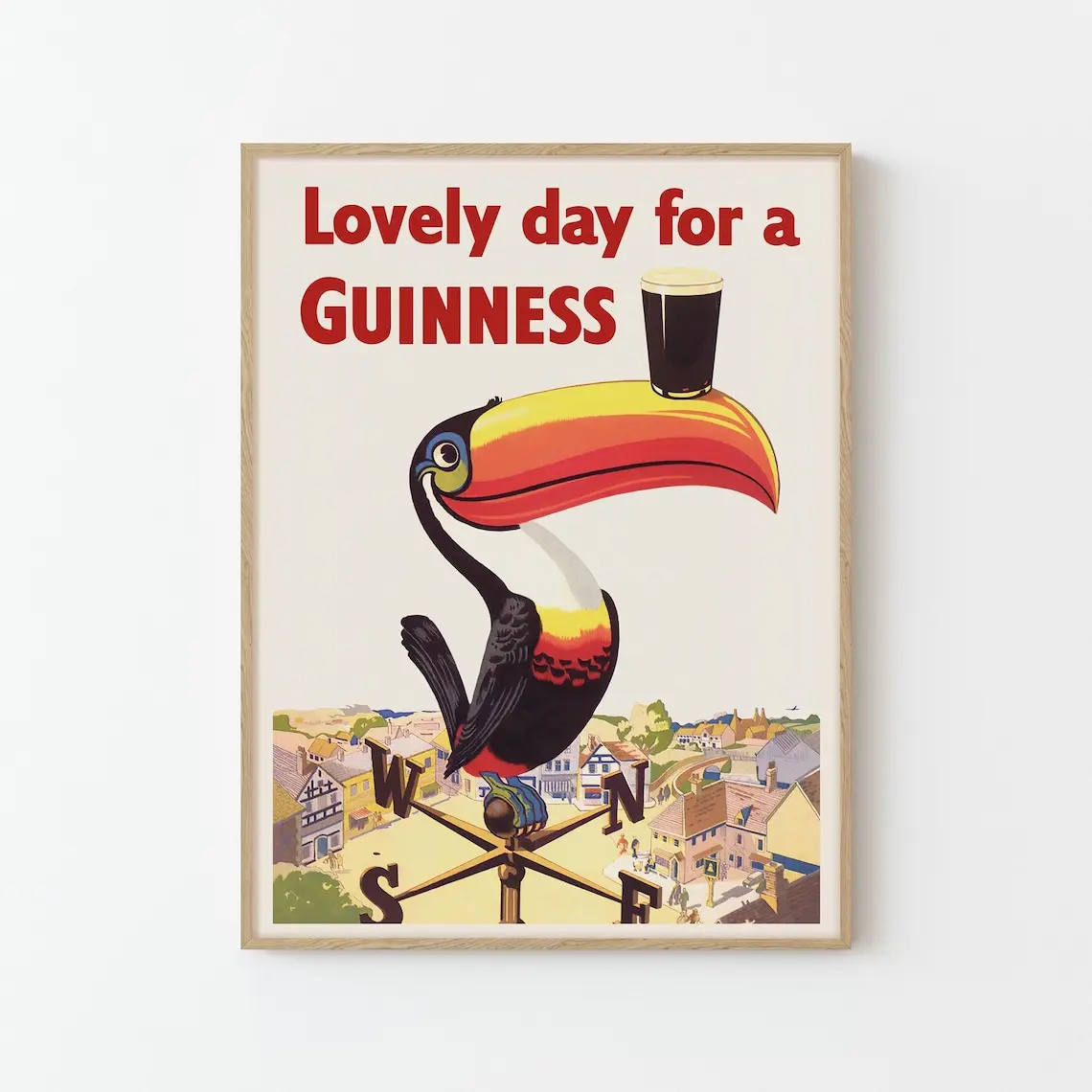 Guinness Toucan Vintage Ad Poster, Custom Wall Art Print, Retro Home Bar Decor