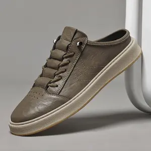 Men's Shoes 2025 Summer New Style No-Heel Fashion Trendy Half-Slipper Casual Shoes Men's Versatile Slip-On Loafers