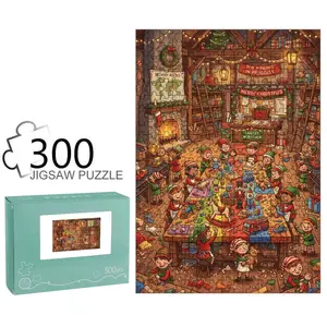 Santa's Workshop Elves Toy - Making Christmas Jigsaw Puzzle - Vibrant Design, Detailed Festive Scene, Durable Pieces, Ideal for Family & Xmas Gifting, Cute Cartoon Style