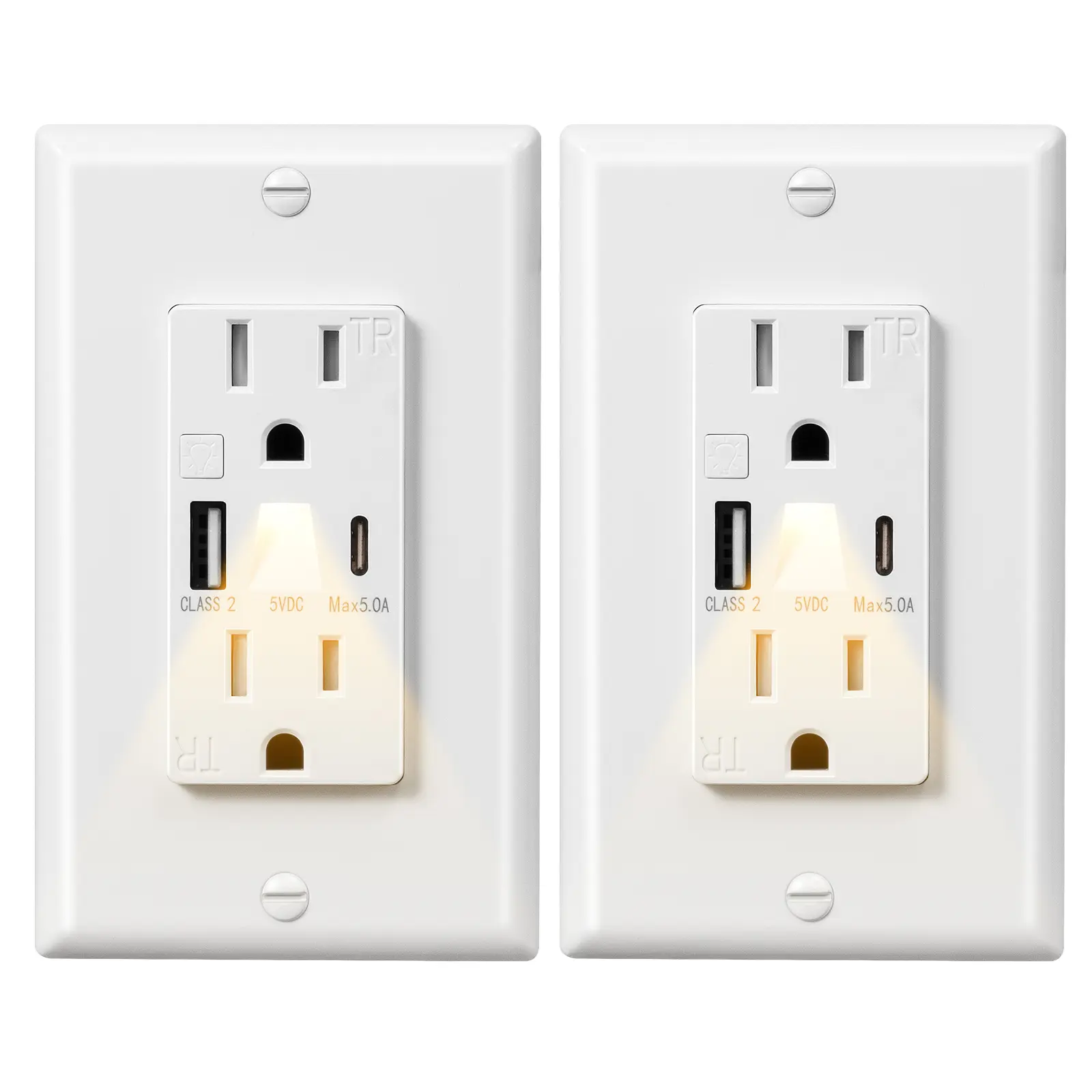Night Light USB Wall Socket 2 per