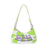 Lime Cow Print Shoulder Bag