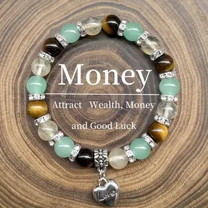 Money Bracelet Attract Wealth, Money And Good Luck Natural Healing Crystal Gorgeous Stone Gemstone Jewelry Energy Love Girlfriend Boyfriend Souvenir Valentine Anniversary New Year Christmas Halloween Birthday Gift