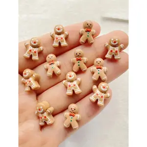 50pcs Cute Gingerbread For Man Christmas Decorations, Ornaments Decor, Flatback 3D Mini Figurines,Colors For DIY Crafts, Nail Art, Jewelry Making, Scrapbooking,For Holiday Decorations & Gifts, Festive Embellishments, Cartoonish Design