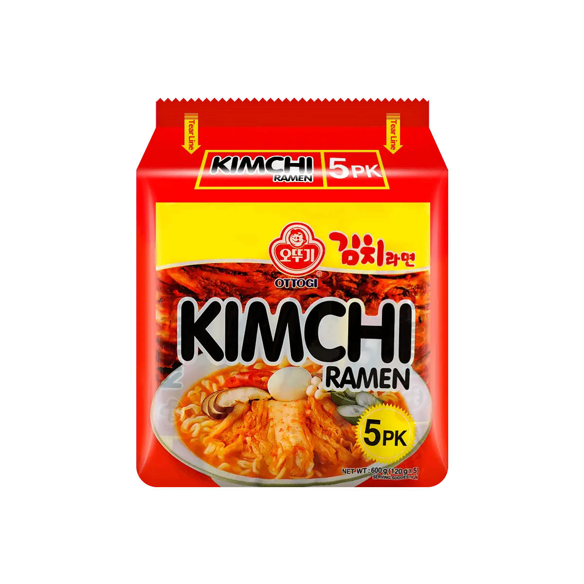 OTTOGI Kimchi Ramen - 5 Packs* 4.23oz - Spicy Korean Instant Noodles Food Flavor