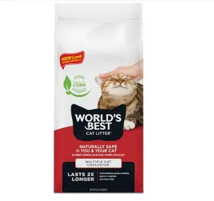 WORLD'S BEST CAT LITTER Multiple Cat Unscented, 8-Pounds - Natural Ingredients, Quick Clumping, Flushable, 99% Dust Free & Made in USA - Long-Lasting Odor Control & Easy Scooping