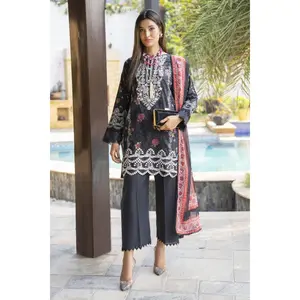 Black 3pc Embroidered Lawn Suit | Garmi Ka Jora by Dress Code GKJ7