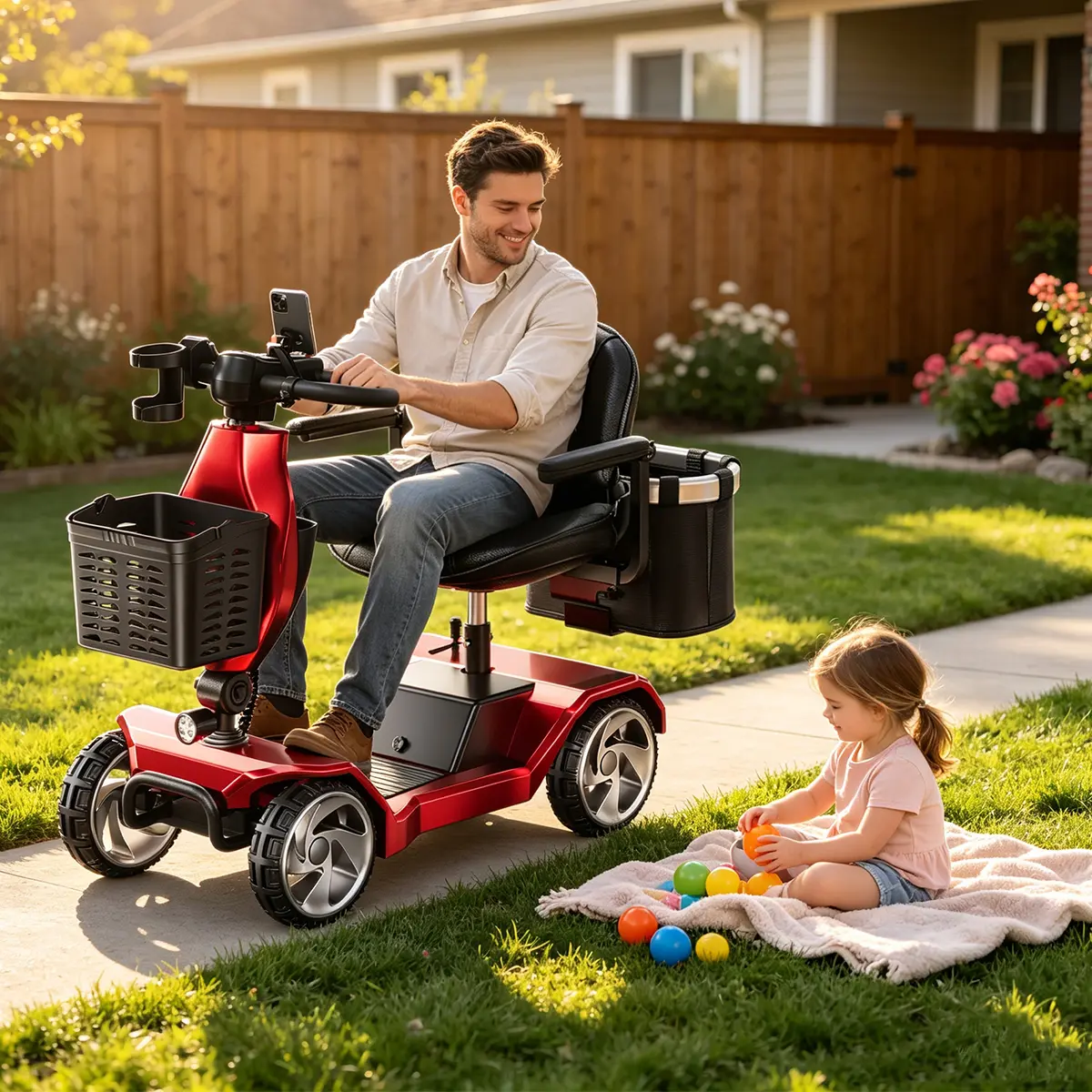 Brand New Version HOMYKING 4-Wheel Electric Mobility Scooter, Foldable & Compact for Adults & Seniors with Cushioned Seat, 300lbs Capacity, Compact Fold, Elderly, Mobility Aid, Motorized Scooters, Unisex,  Portable Scooters tiktokshopba