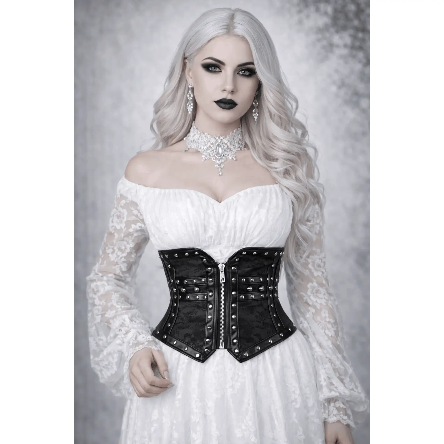 Black Corset Belt with Front Zipper - Waist Trainers