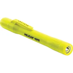 Pelican Penlight Flashlight - 117 Lumens White LED Bulb, Hi-Vis Yellow Body, 2 Alkaline Batteries Included (Model 019750-0100-245)