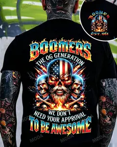 Chaosmoda Boomers The Og Generation We Don't Need Your Approval Custom Year Skull T-shirt Crewneck Breathable