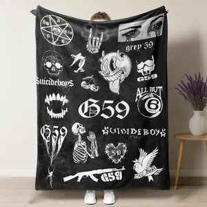Suicideboys G59 Records Collage Fleece Blanket - Hip Hop Rap Themed Soft Cozy Throw with Iconic  uicideboy  & Grey59 Graphics, Perfect for Fans, Couch, Bed, and Gift