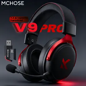 MCHOSE V9 PRO Gaming Headset, Tri-Mode Wireless 7.1 Surround Sound, 53mm Driver 15ms Low Latency AI Noise-Canceling Mic for FPS Gamers PC/Phone