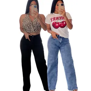 Karly Style High Rise Wise Leg Denim Pants Stretchy