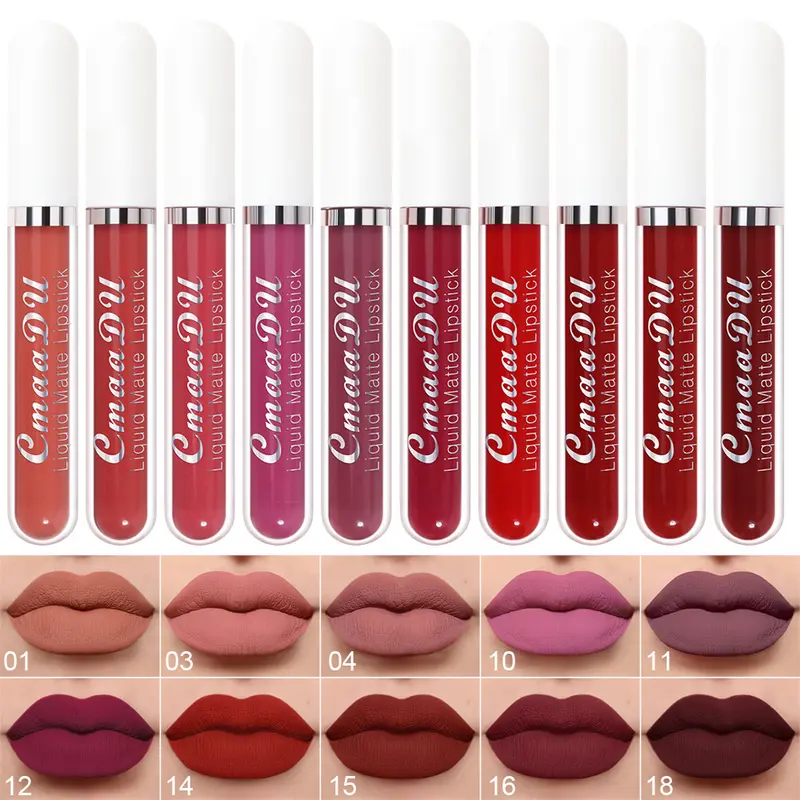 Cmaadu 10 PCS Lipstick Set Matte Liquid Lipstick Long-Lasting Waterproof Lipstick Lip Stain Tint, Easy Apply High Pigment, Non-Sticky Smooth Formula, Professional Lip Makeup Lip Cosmetics