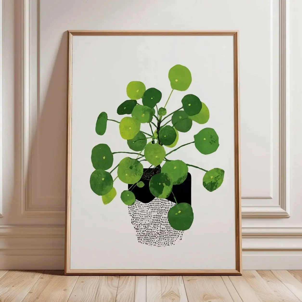Pilea Plant Poster Scandinavian Botanical Wall Art Green Leaf Home Decor Print L