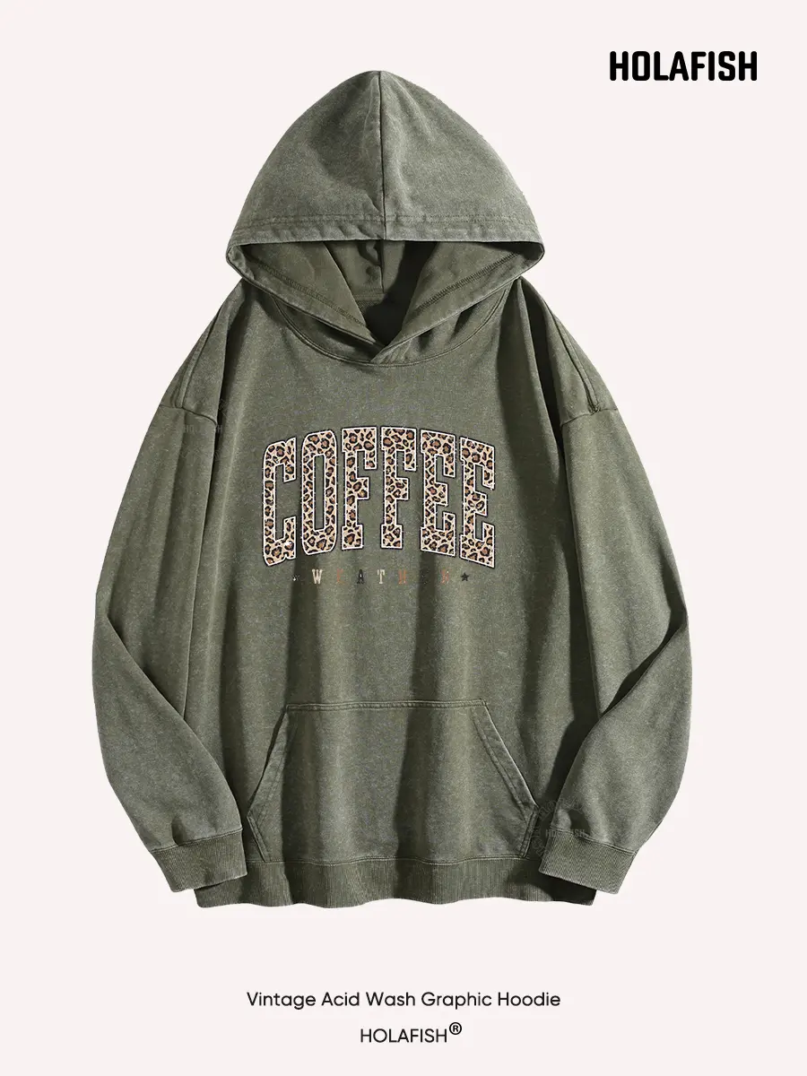 Holafish Women's Acid-Wash Garment-Dyed Drop-Shoulder Vintage Oversized Hoodie, Cozy Cotton-Polyester Blend Long-Sleeve Pullover, Winter Warm Loose-Fit Streetwear for Casual Cold Weather Outfits, Acid-Wash Women's Hoodies, Drop-Shoulder Women's Hoodies