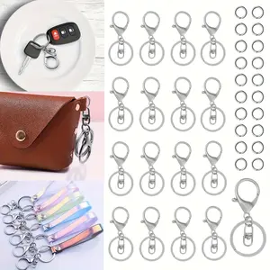 30PCS Key Chain, Metal Lobster Clasp,Rotating Hook Lobster Clasp Key Ring Loop Keychain,with 100pcs Open Jump Ring